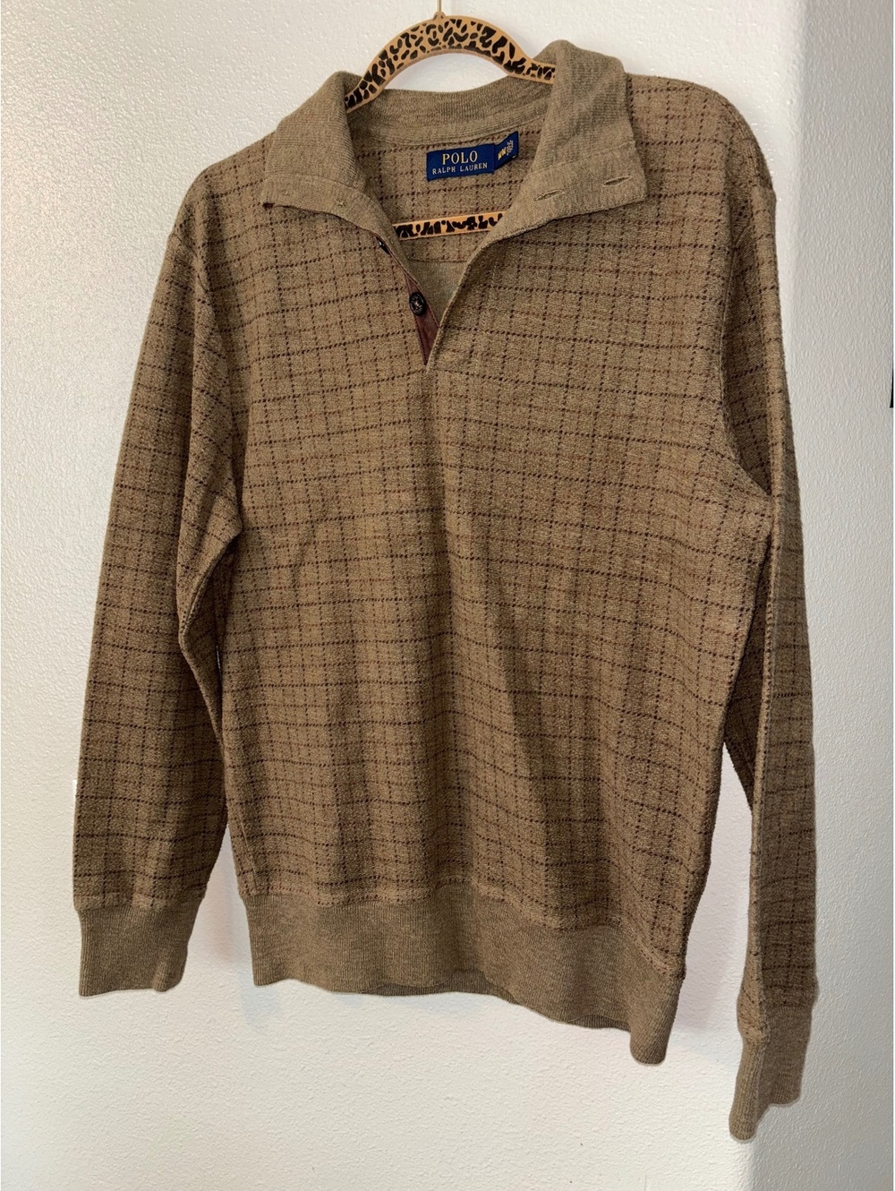 Polo Ralph Lauren Men's Plaid Button Polo Collar Sweater Med